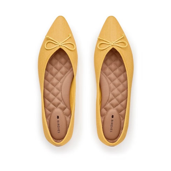 Birdies The Goldfinch Butter Yellow Raffia Ballet Flats Bow Detail Women’s 9.5 - Picture 1 of 9